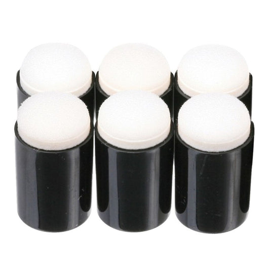 6 Sponge Daubers - black with a white sponge, on a white background. 