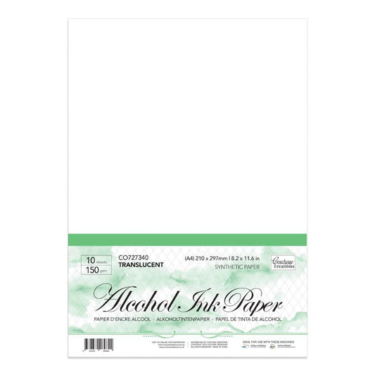 A4 Alcohol Ink Paper packaging with green and white design on a white background.