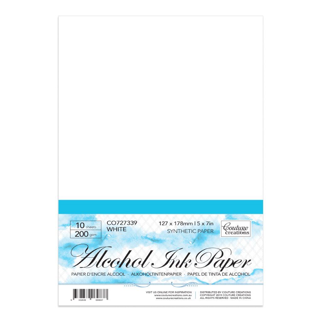 200gsm, white, 5x7" Alcohol ink paper pack with white background