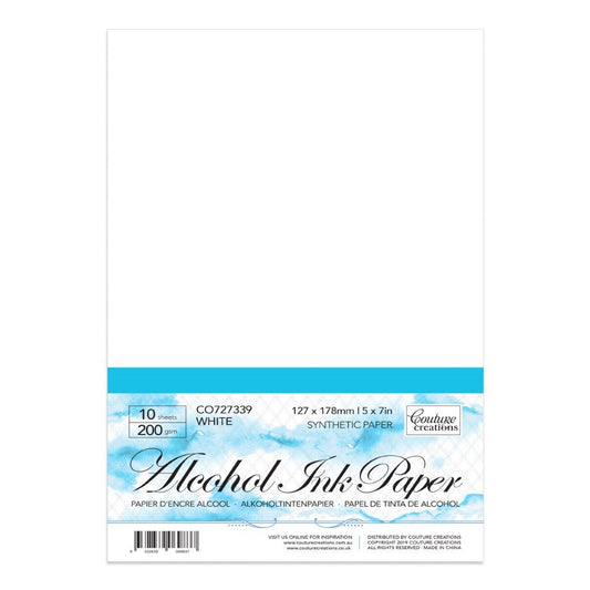 200gsm, white, 5x7" Alcohol ink paper pack with white background