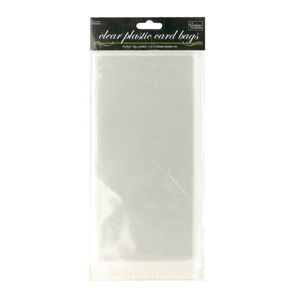 Packaging for Couture Creations Clear Plastic Card Bags. 