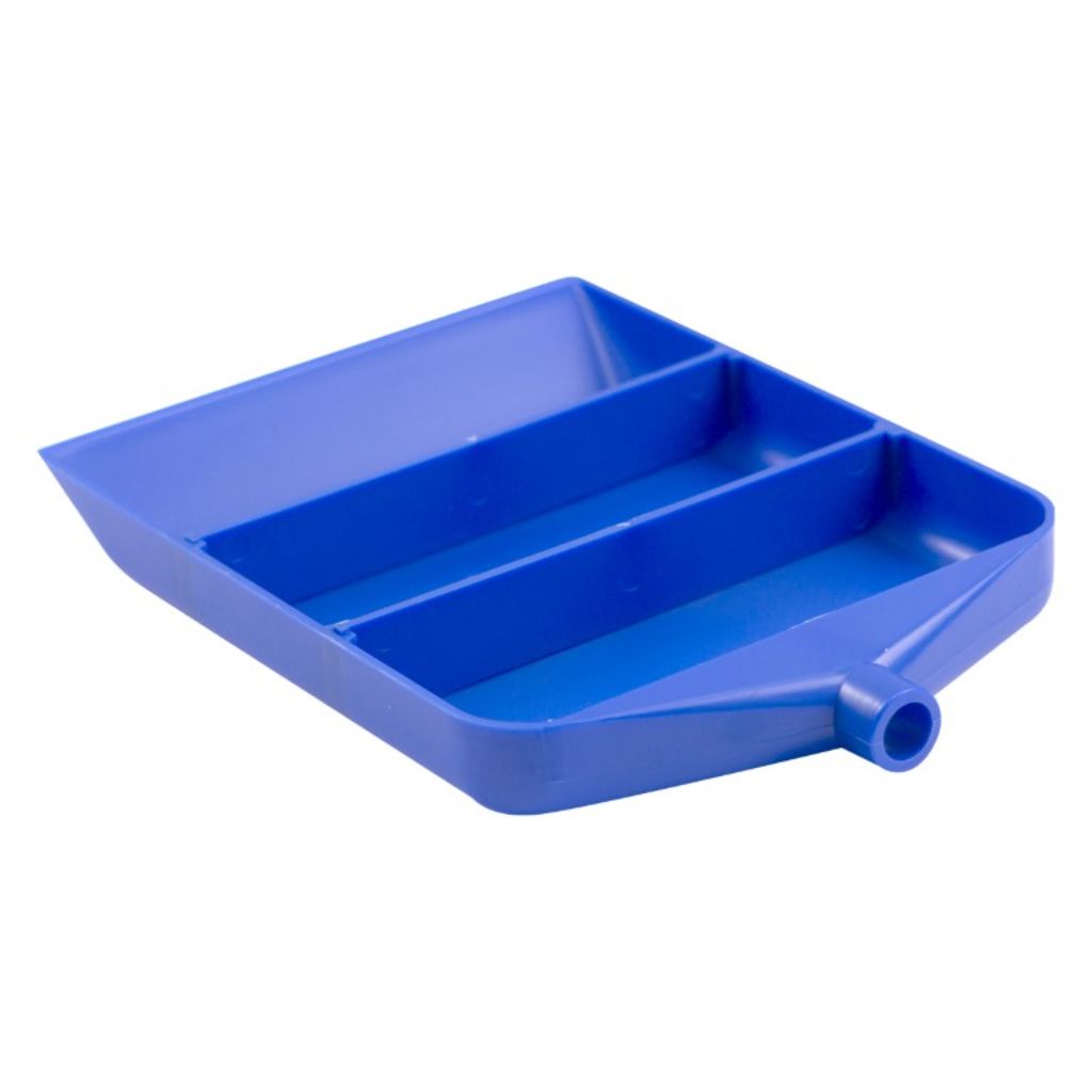 Blue plastic tool tray on a white background