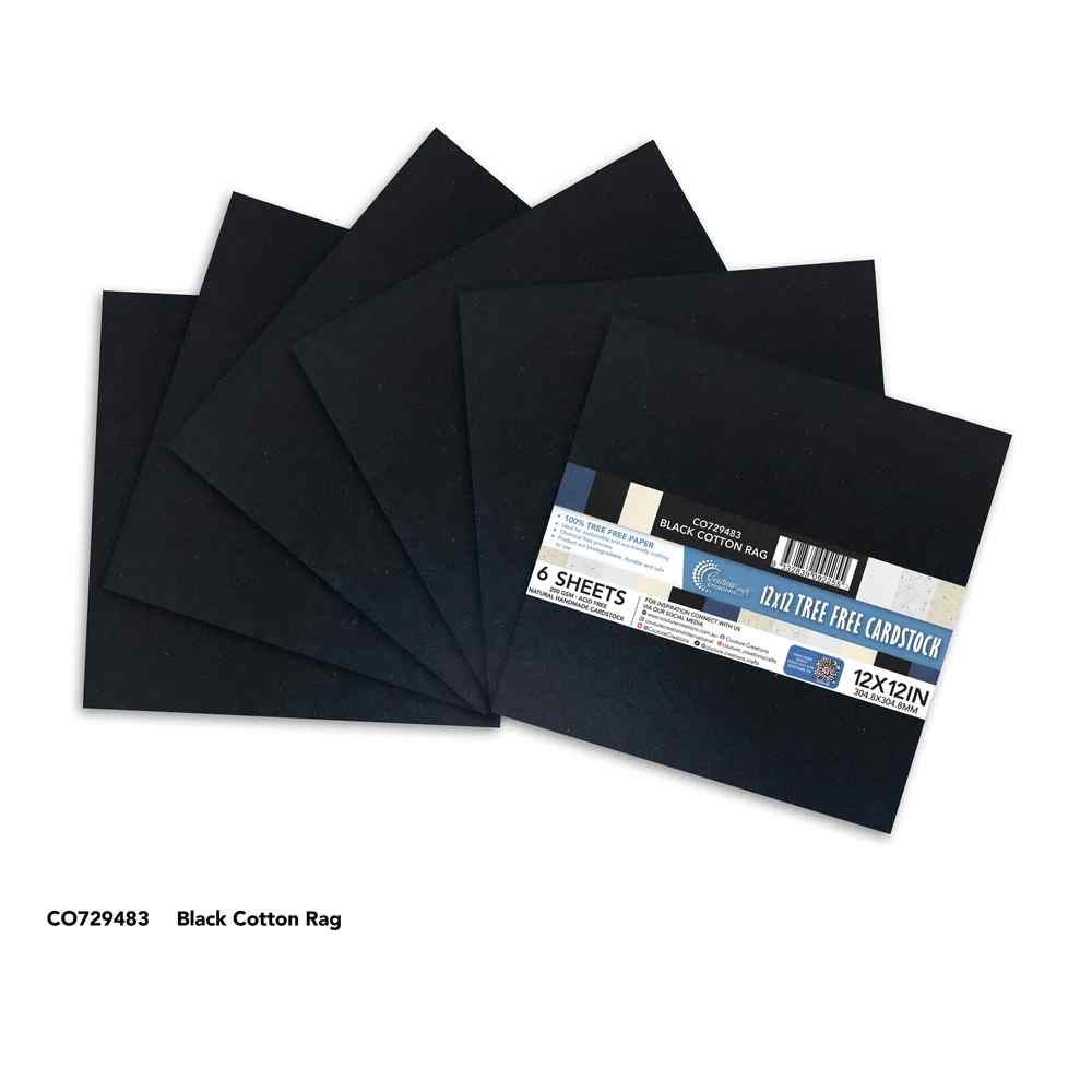 Couture Creations Tree Free Paper 12x12 Black Cotton Rag sheet ⠋