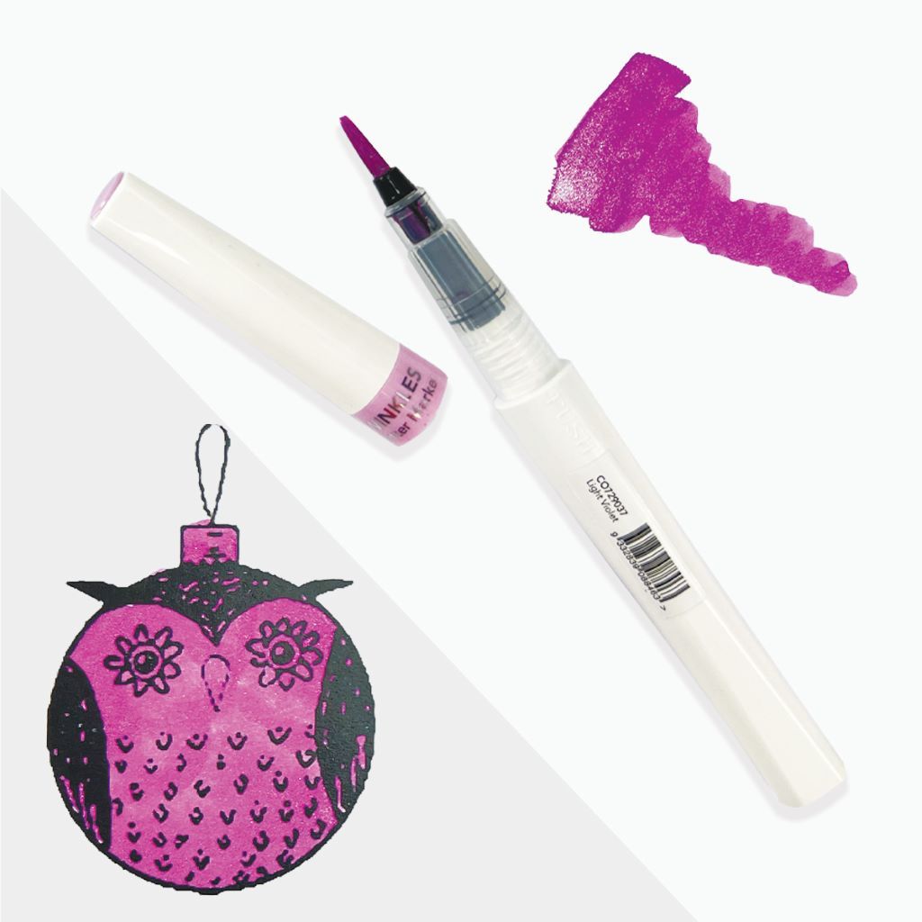 Light Violet Pink Winkles Glitter Brush Marker with a swatch of the colour