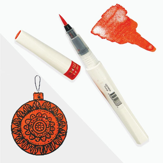 Orange Winkles Glitter Brush Marker with a swatch of the colour