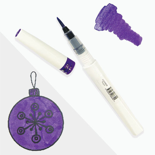 Purple Winkles Glitter Brush Marker with a swatch of the colour