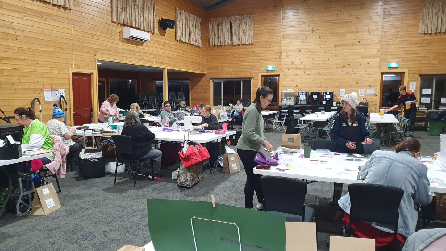 Creative retreat participants enjoying paper crafting, cardmaking and mixed media projects at Yarra Ranges craft retreat