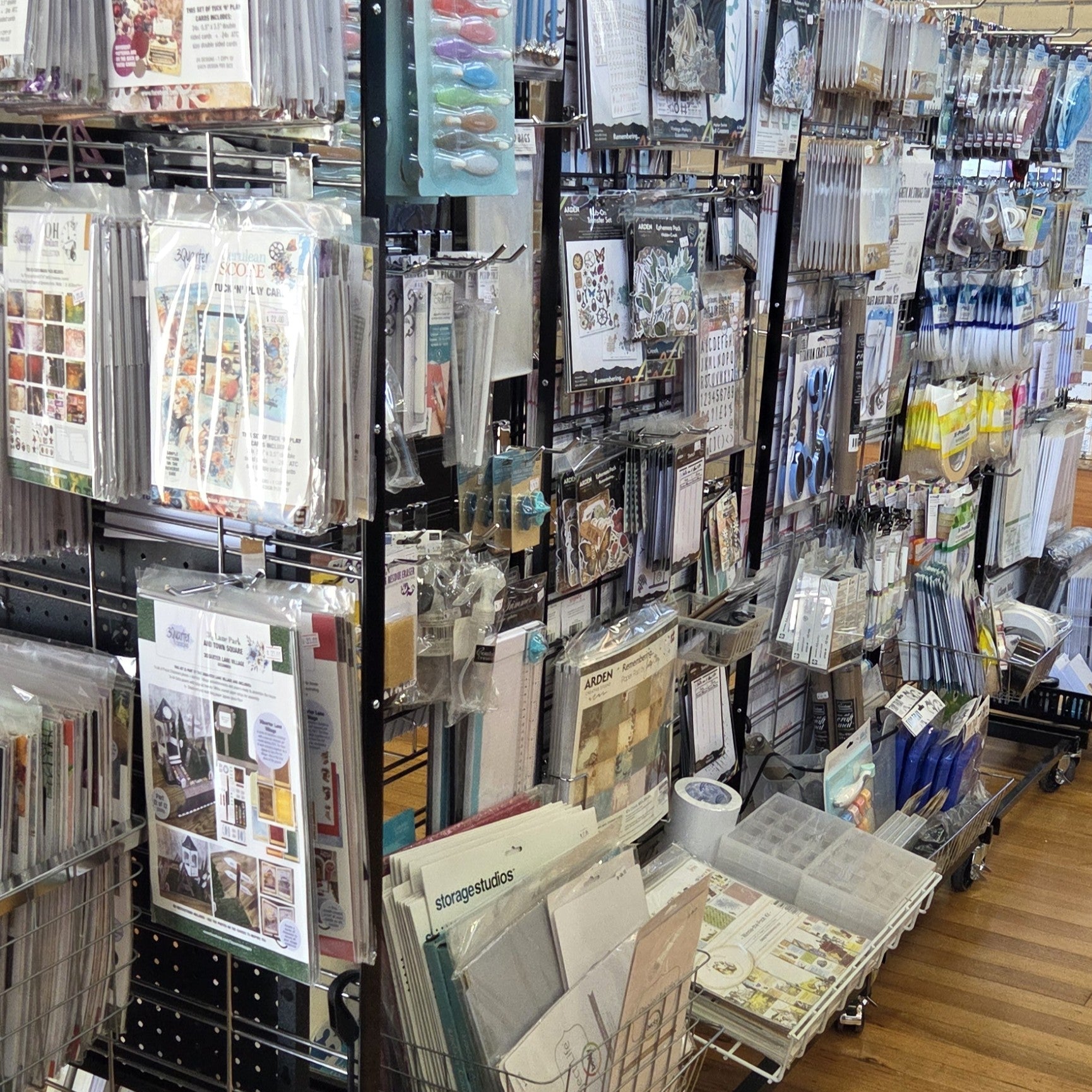 Display of papercraft supplies available at the Pop-Up Shop for Handmade Haven in Morwell, Victoria. 