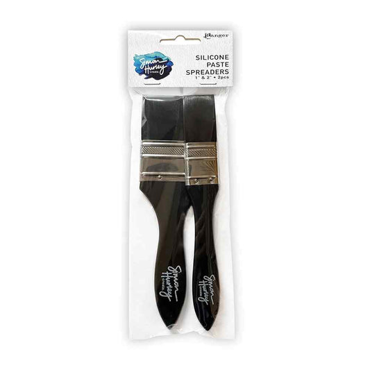 Simon Hurley create. silicone paste spreader set with two black-handled tools and flat silicone tips in 1-inch and 2-inch widths
