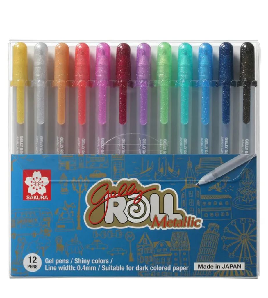 Sakura Gelly Roll metallic coloured gel pen set packet for vibrant embellishment on card making and journalling