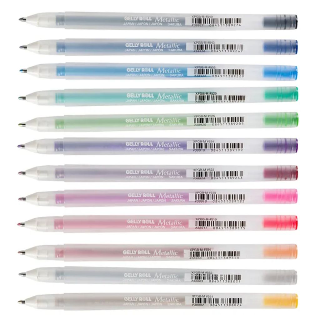 Sakura Gelly Roll metallic coloured gel pens for adding shimmer to scrapbooking and hand lettering projects