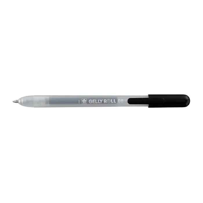 Sakura Gelly Roll Retractable black gel pen with the writing tip extended