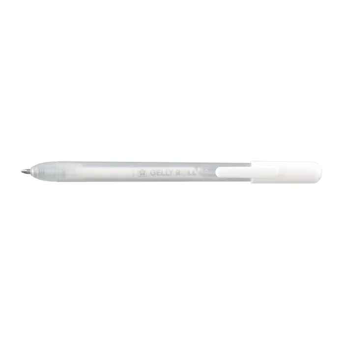 Sakura Gelly Roll Retractable white gel pen with the writing tip extended