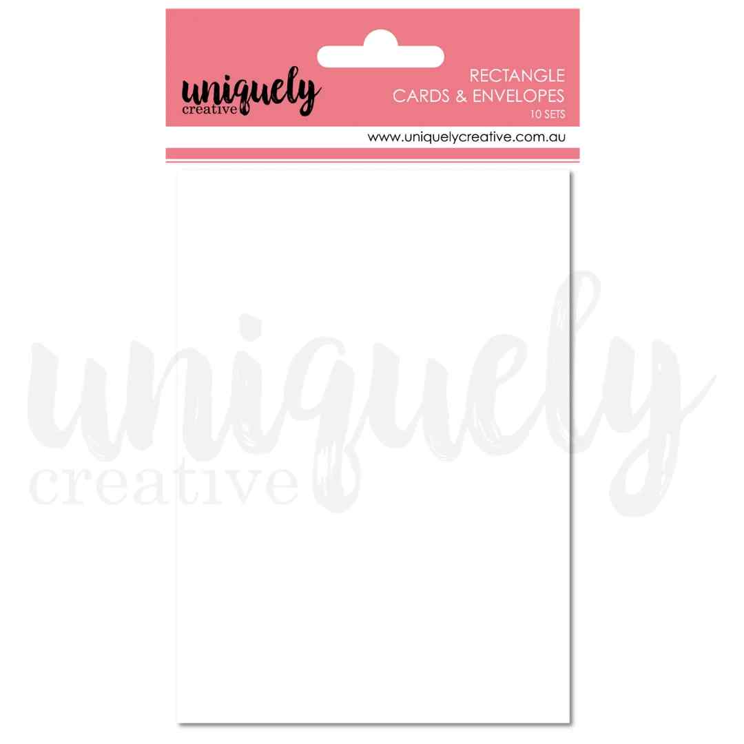 White A6 card blank with matching envelope from Uniquely Creative Cards & Envelopes, shown in its retail packaging.