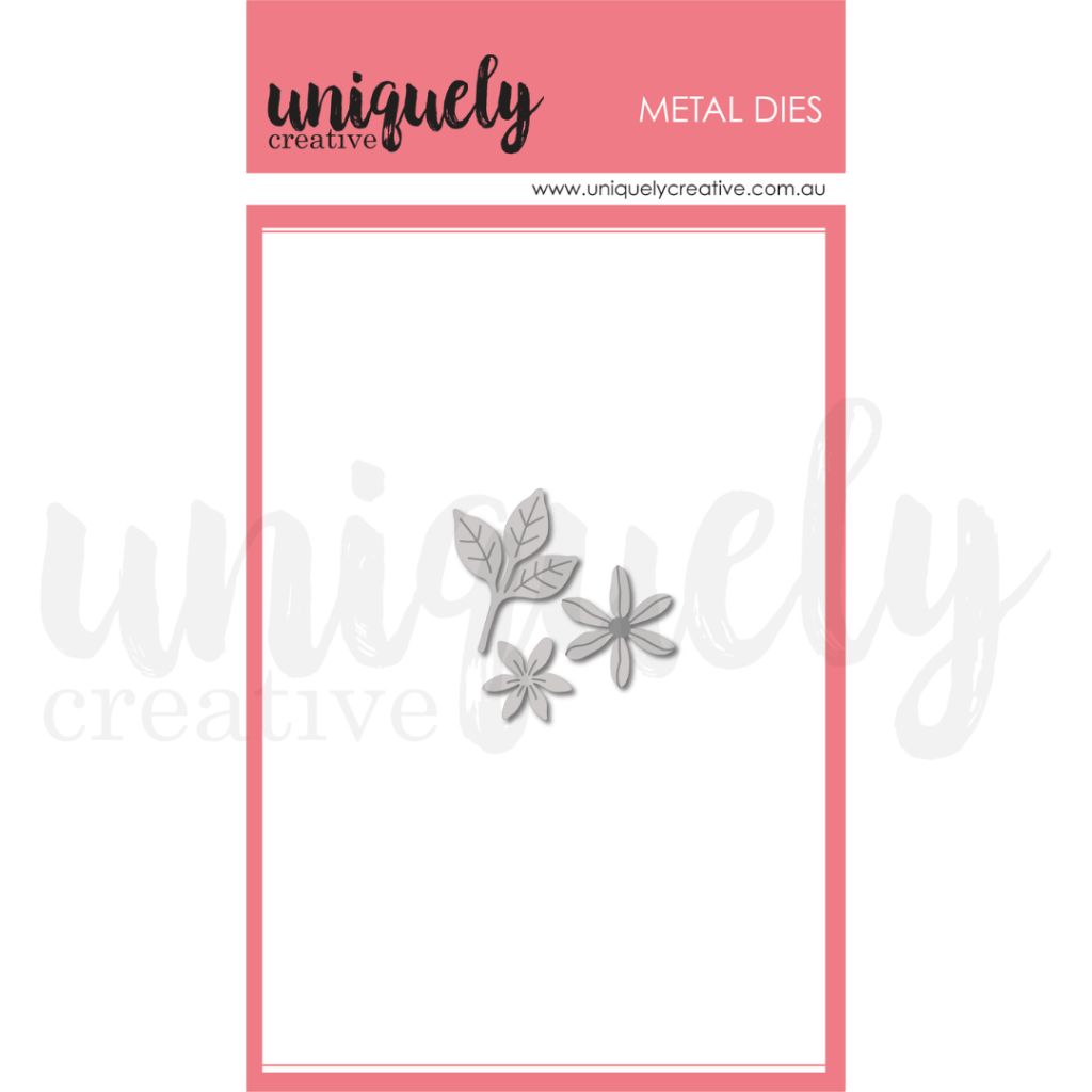 Uniquely Creative Bohemian Escape Metal Dies – set of three dies including a detailed leaf and two floral shapes. Ideal for cutting elegant embellishments for scrapbooking, cardmaking, and paper crafting projects.