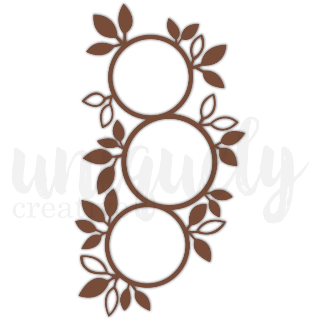 Uniquely Creative triple circle leaf frame embellishment in brown for scrapbooking and decorative layouts