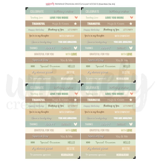 Botanical Chronicles mini cut-apart labels with heartfelt phrases for card making and paper crafting