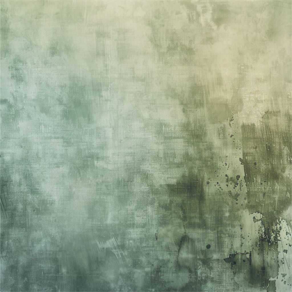 Back side of 12x12 scrapbook paper with distressed green and beige grunge texture and abstract brush strokes