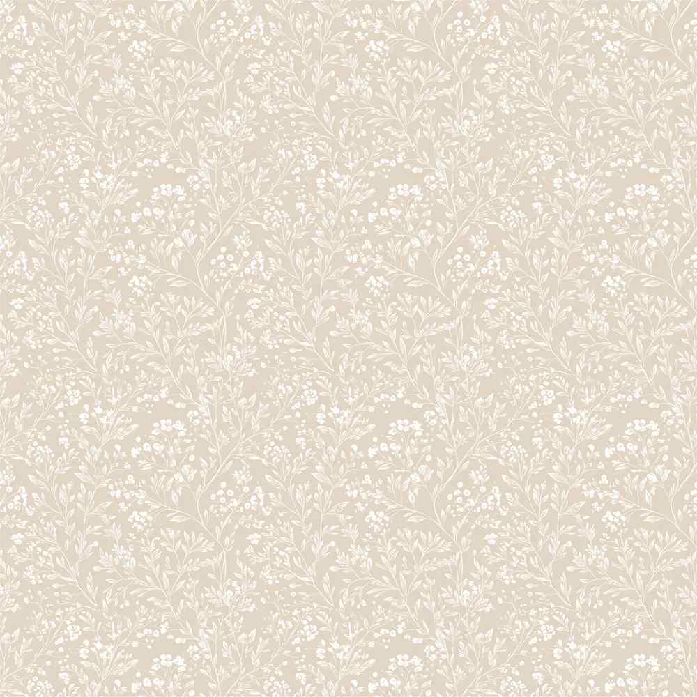 Good Tidings paper reverse with a delicate pale floral and foliage pattern on beige