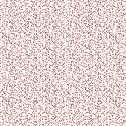 Home For The Holidays paper reverse with an all-over pattern of fine red floral vines on a pale background