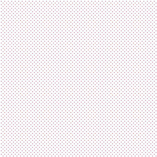 Treasured Trinkets paper reverse with an all-over pattern of tiny red dots on white