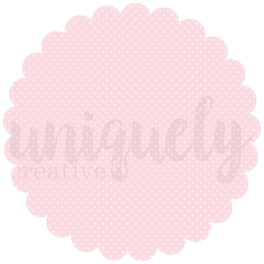 Uniquely Creative Dressed in Daydreams scalloped decorative base layer in soft pink with white polka dots and scalloped edges for 12x12 scrapbook layouts