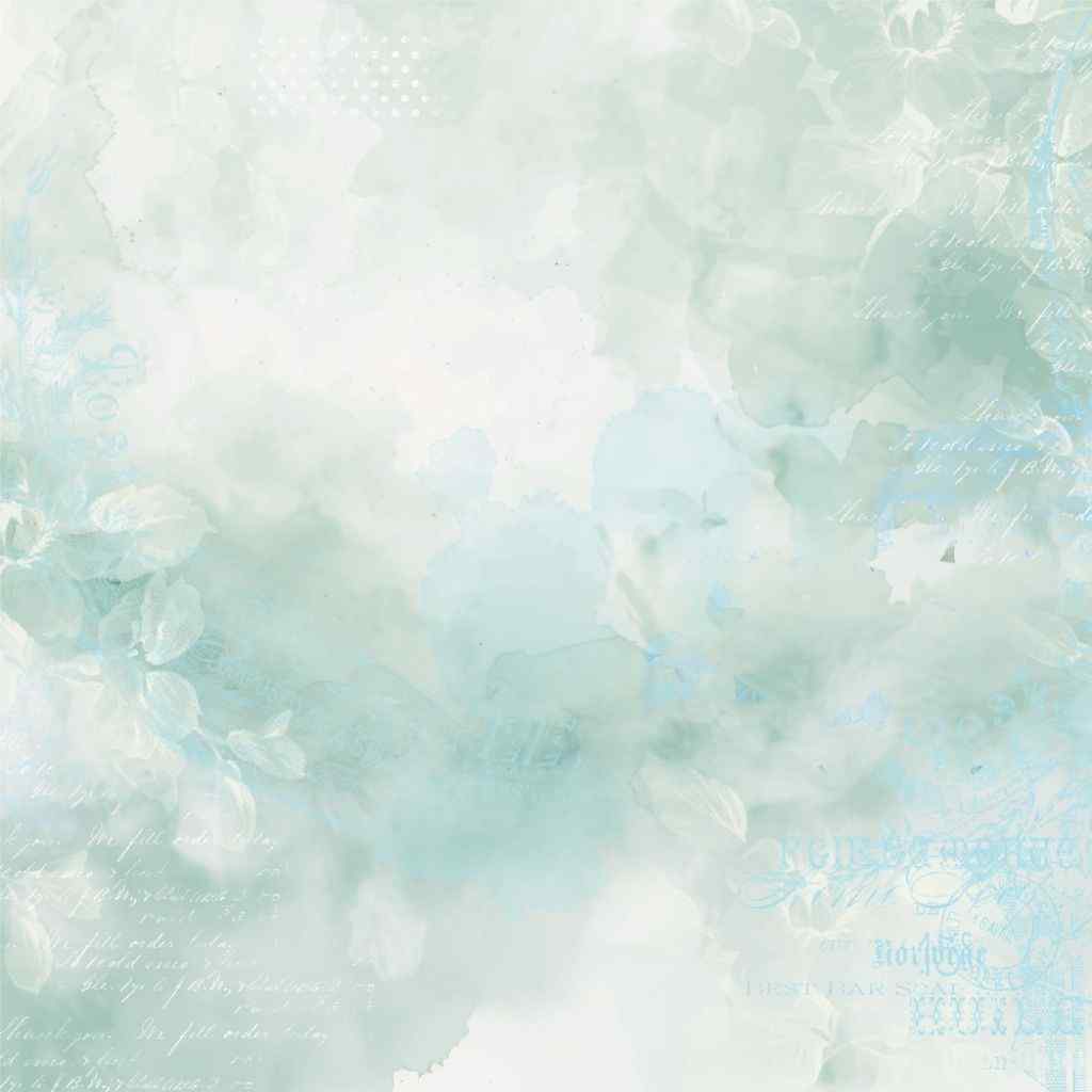 Reverse of Uniquely Creative Heart & Soul Be Kind 12x12 paper with a soft pale blue-green watercolour-style texture.