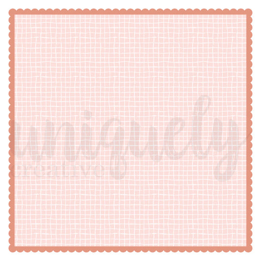 Mother's Day Boho Decorative Background by Uniquely Creative — 12×12" 250gsm blush grid pattern with terracotta scalloped border