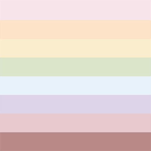 Reverse side of Uniquely Creative Oh So Lovely Oh Lovely 12x12 paper showing soft pastel colour stripes in pink, peach, yellow, sage, blue, lavender and mauve coordinated to match the butterfly colours on the front