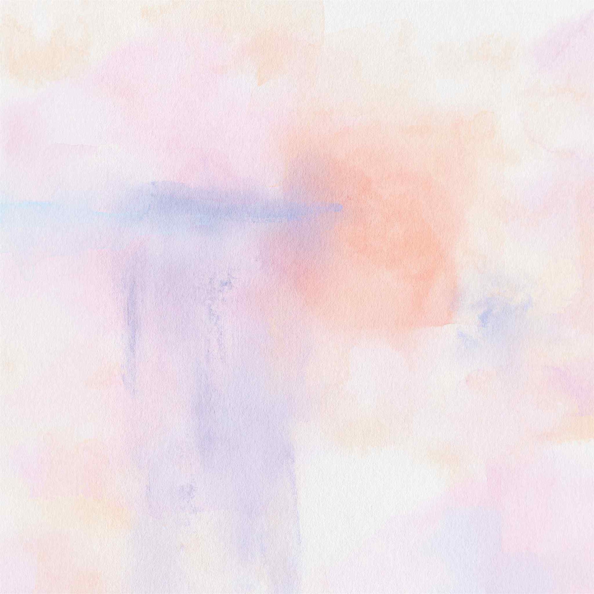 Reverse side of Uniquely Creative Oh So Lovely Oh Pretty Thing 12x12 paper showing a soft abstract watercolour wash in blush, peach, lavender and periwinkle tones