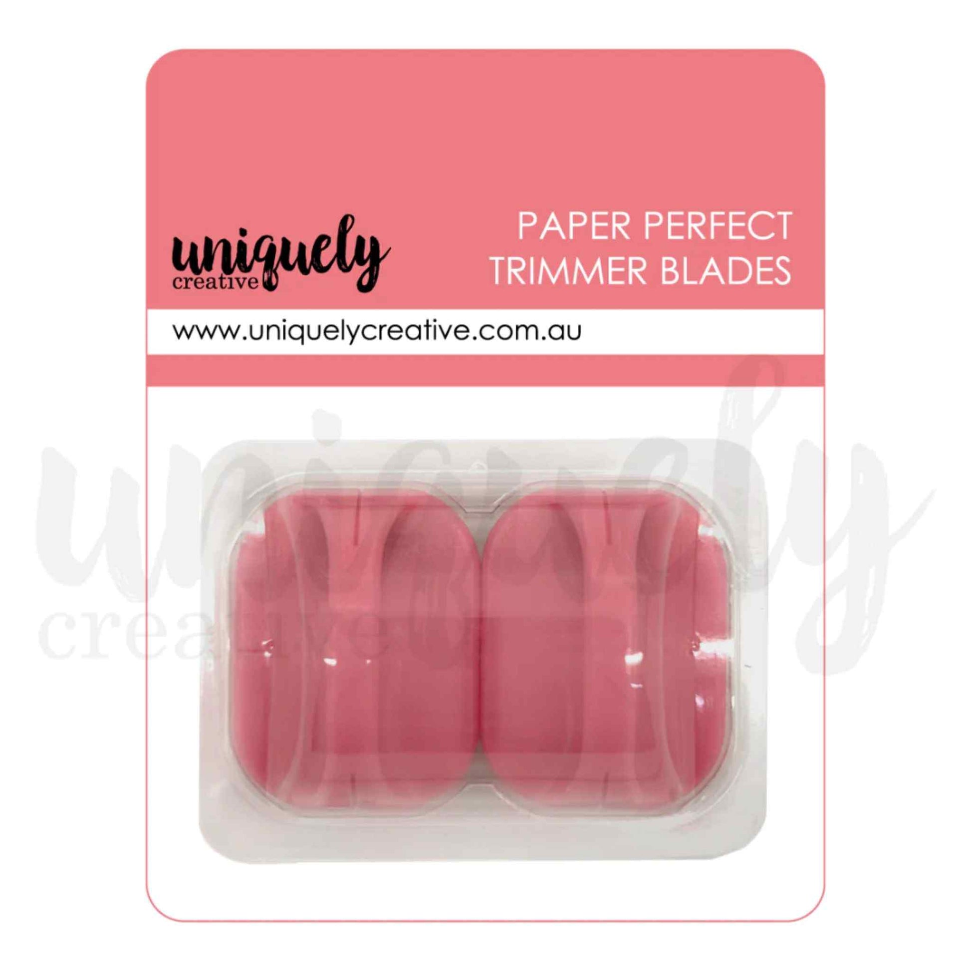 Uniquely Creative Paper Perfect Trimmer Replacement Blades — pack of 2 pink cutting blades in clear blister packaging