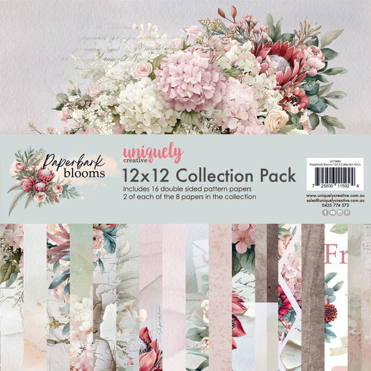 Paperbark Blooms 12x12 Paper Collection Pack with 16 double-sided pattern papers by Uniquely Creative