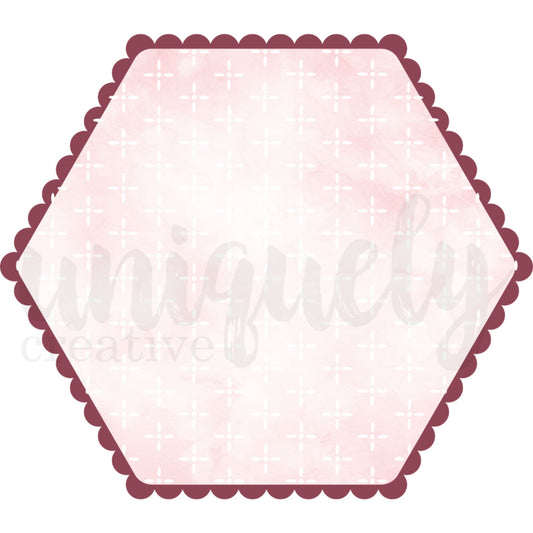 Paperbark Blooms Decorative Base Layer scallop hexagon in blush linen and burgundy by Uniquely Creative