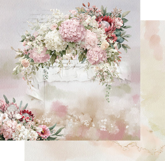 Paperbark Blooms Matilda's Garden 12x12 paper showing front and reverse by Uniquely Creative