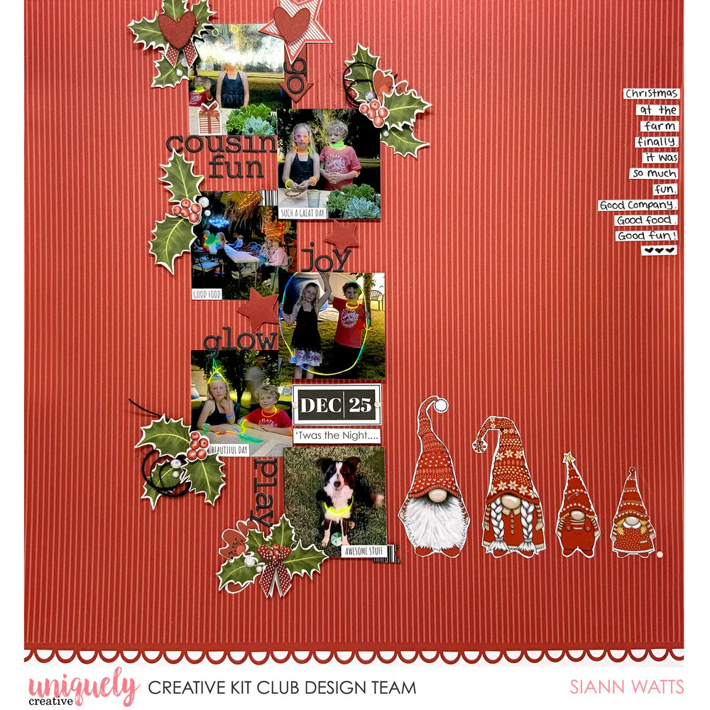 Uniquely Creative Puffy Lowercase Alpha Stickers Black on a Christmas scrapbook layout by Uniquely Creative Kit Club designer Siann Watts