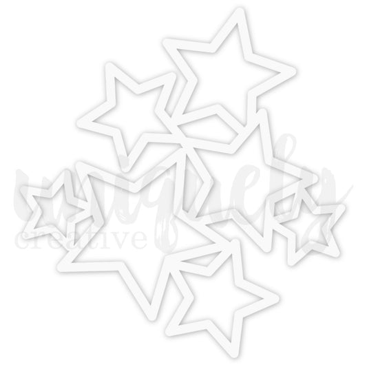 White die-cut Stars Overlay embellishment with layered open stars by Uniquely Creative