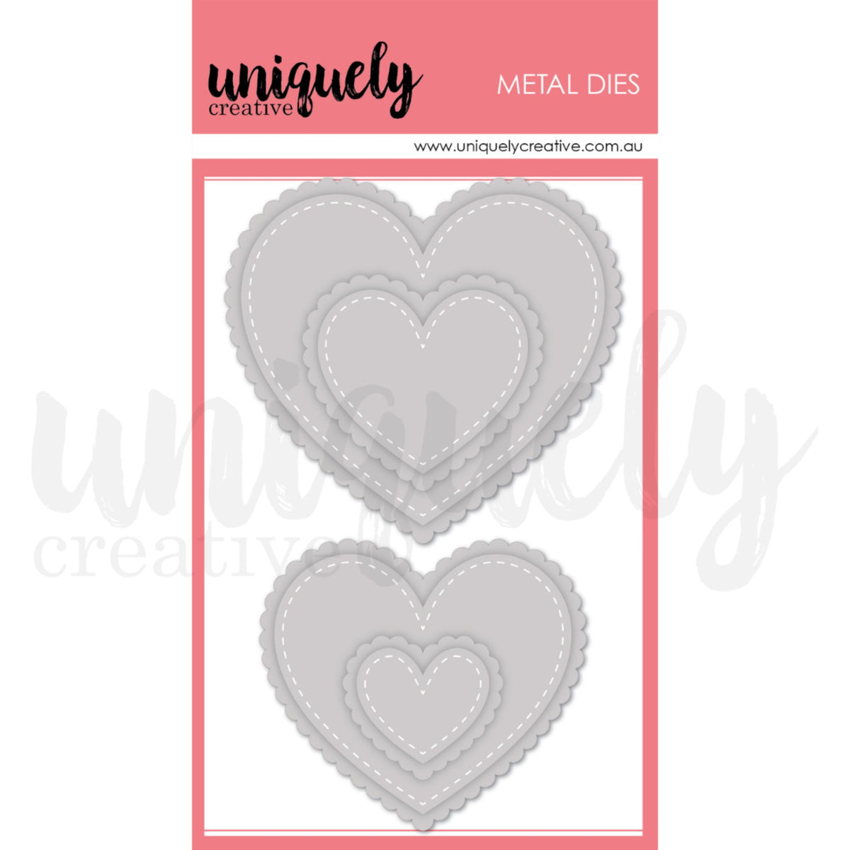 Stitched Nesting and Scalloped Hearts Die Set with 8 metal dies in 4 sizes by Uniquely Creative