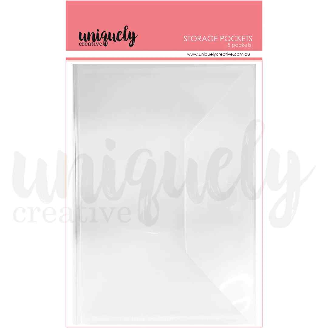 Uniquely Creative clear craft storage pockets measuring 5½x8½ inches in a pack of five