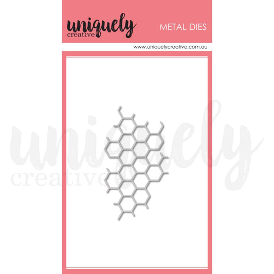  Uniquely Creative Sweet As Honey Honeycomb Texture Die, a single metal die in an irregular honeycomb hexagon grid pattern approximately 2 x 3.5 inches 