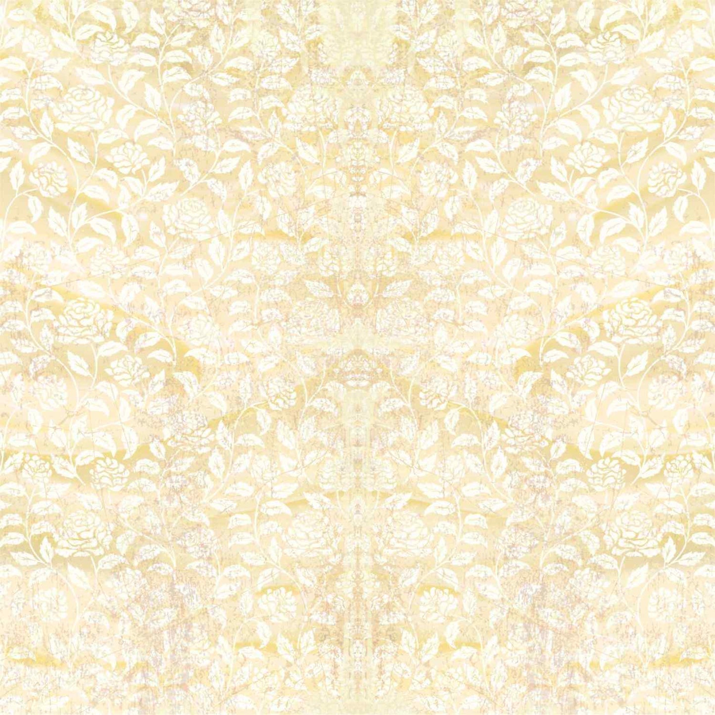 Uniquely Creative Sweet As Honey Moments in Time 12x12 paper reverse side, soft butter yellow all-over tonal floral vine and rose pattern