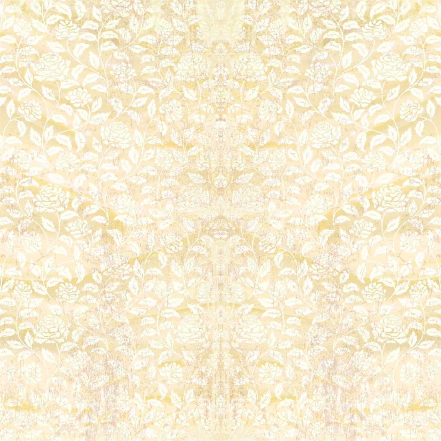 Uniquely Creative Sweet As Honey Moments in Time 12x12 paper reverse side, soft butter yellow all-over tonal floral vine and rose pattern