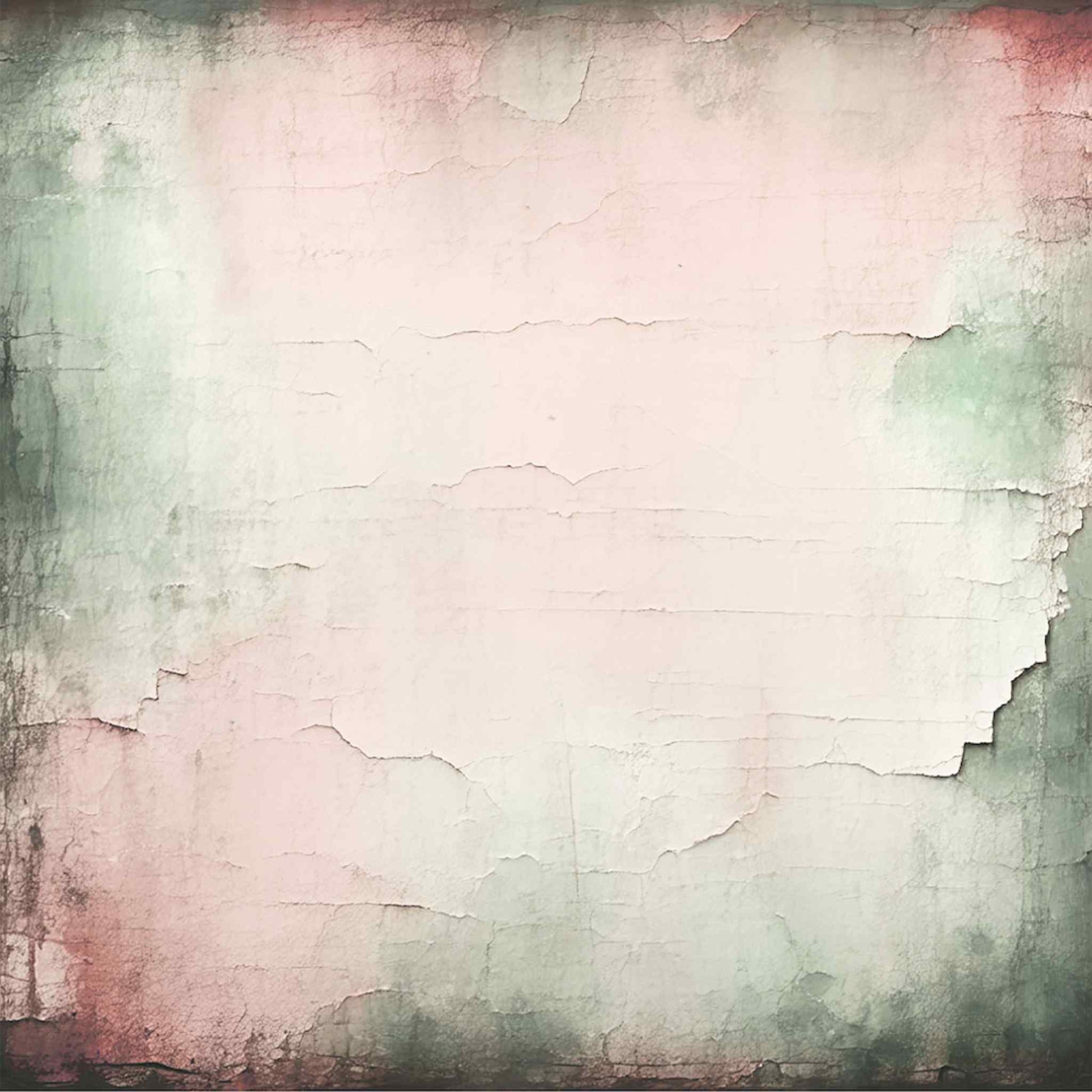 Tea and Tranquility Gentle Days 12x12 paper reverse side — crackled plaster texture in blush, sage, and dusty rose