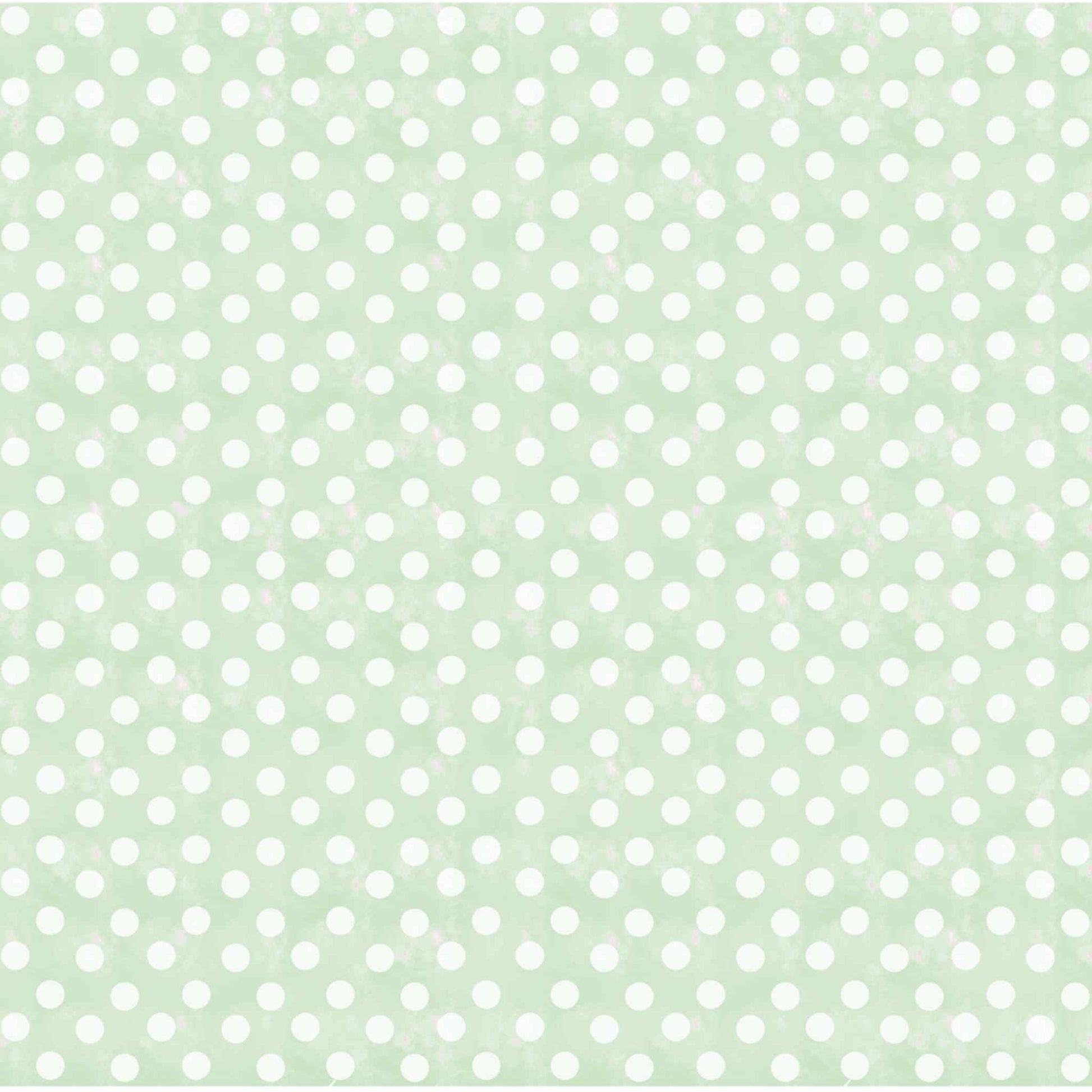 Tea and Tranquility Moments of Stillness 12x12 paper reverse side — soft sage watercolour polka dot on white