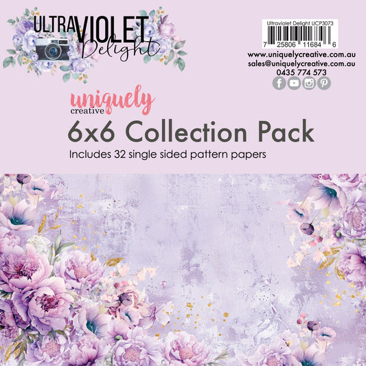 Uniquely Creative Ultraviolet Delight 6x6 Collection Pack featuring 32 single-sided purple scrapbook papers