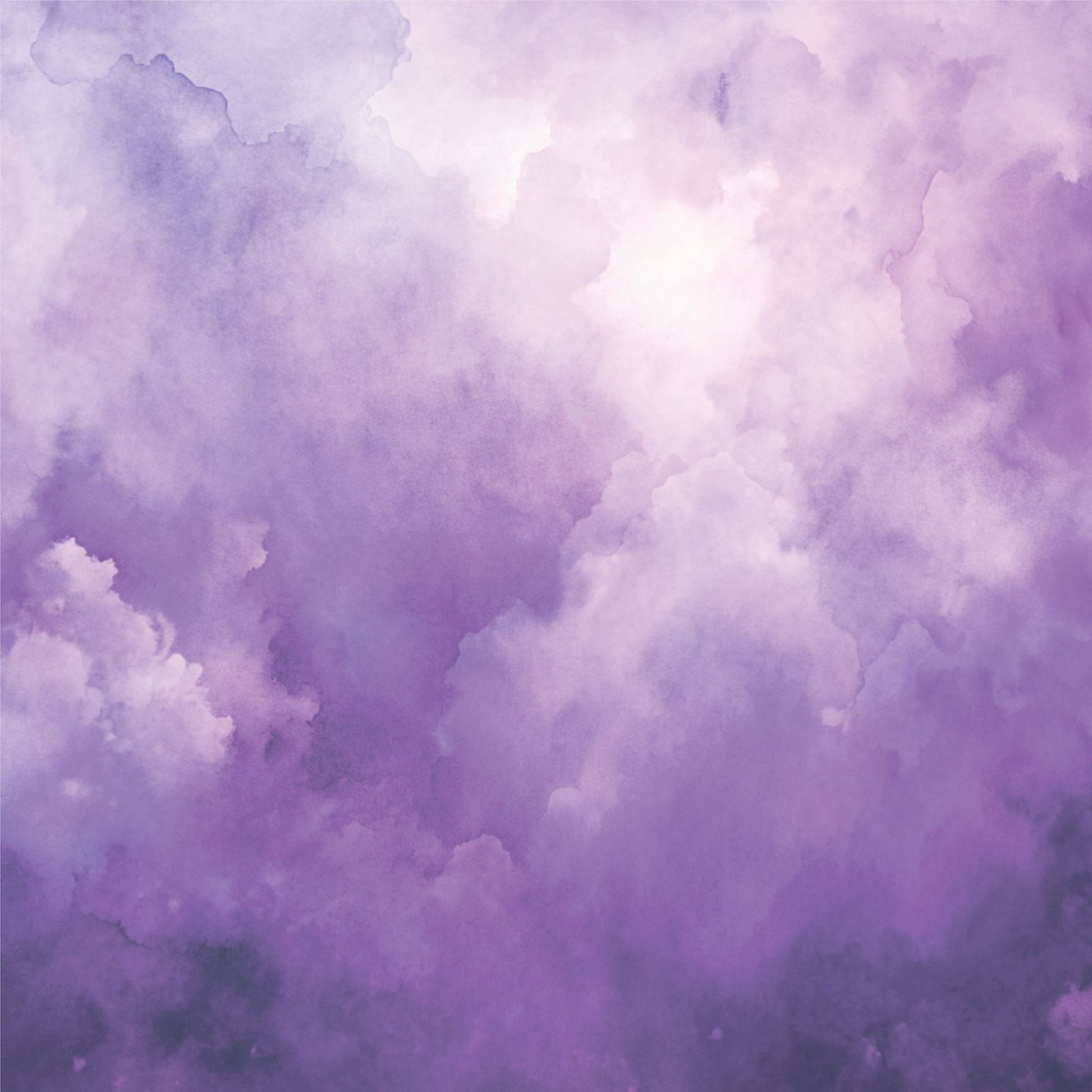 Reverse side of Uniquely Creative Ultraviolet Delight Gold and Amethyst paper showing purple watercolour clouds pattern