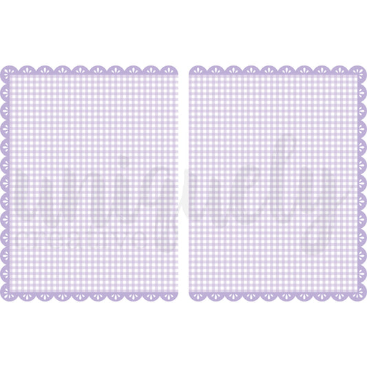 Uniquely Creative Ultraviolet Delight Purple Gingham Double Decorative Base Layer showing two pieces with purple and white gingham check pattern and decorative scalloped edges