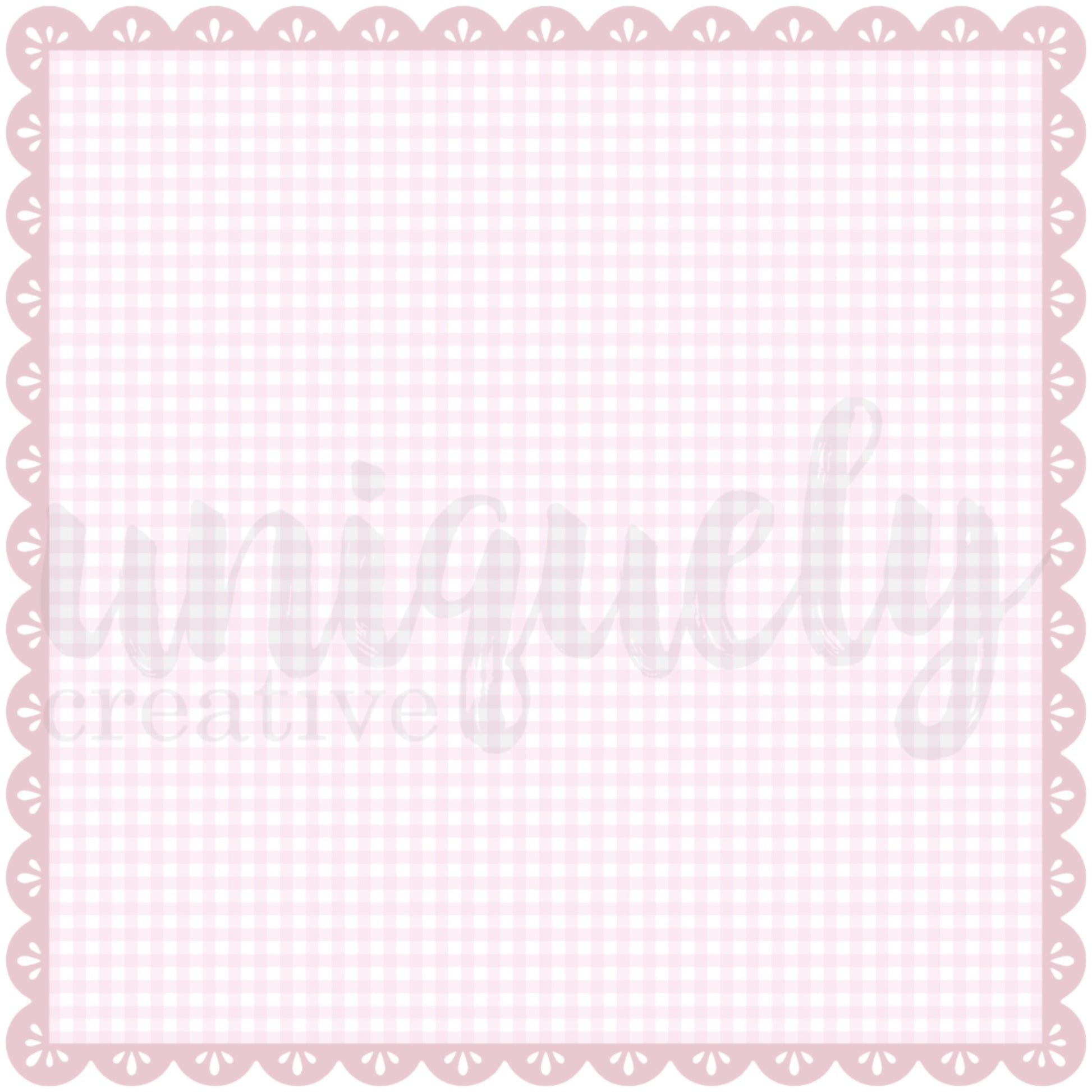 Pink and white gingham square decorative base layer with delicate scalloped eyelet border, part of Uniquely Creative's Whispers of Wisdom collection for paper crafts