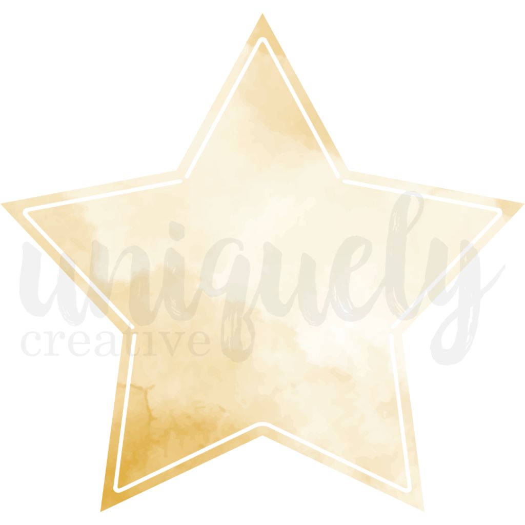 Uniquely Creative Classic Star Decorative Base Layer showing 10.5 inch star-shaped scrapbook foundation with soft yellow gradient and white outline for layout composition