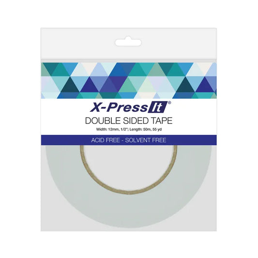 X-Press It 12mm double-sided tape in packaging, perfect for when you need some extra hold on larger paper craft projects. 