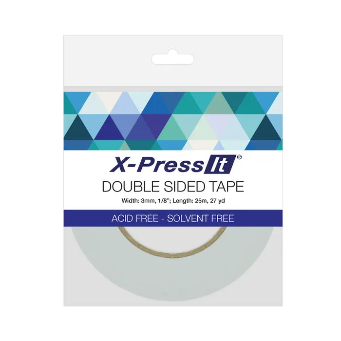 X-Press It 3mm double-sided tape packaging suitable for card making, scrapbooking and other paper craft. 